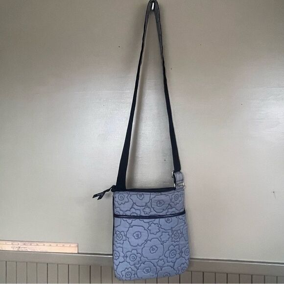 Thirty-One Quilted Poppy Floral Crossbody Bag Gray Black - Picture 8 of 11